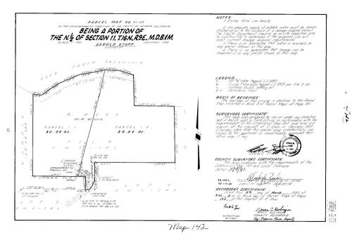 Click to see Parcel Map Book 15, pg. 142 (1982) of Nevada County Recorders Parcel Maps Book 15