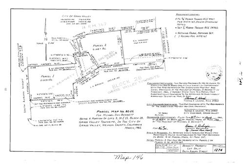 Click to see Parcel Map Book 15, pg. 146 (1982) of Nevada County Recorders Parcel Maps Book 15