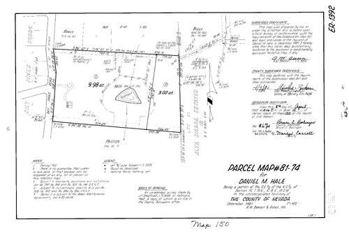 Click to see Parcel Map Book 15, pg. 150 (1982) of Nevada County Recorders Parcel Maps Book 15