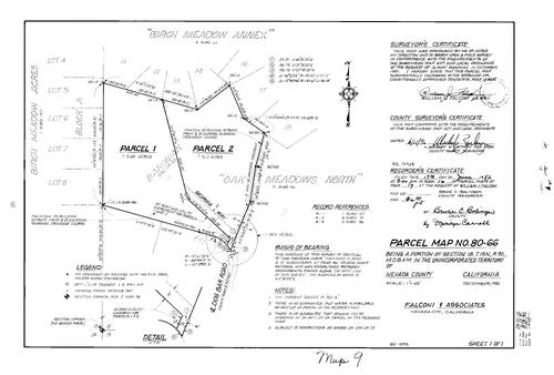 Click to see Parcel Map Book 16, pg. 9 (1982) of Nevada County Recorders Parcel Maps Book 16