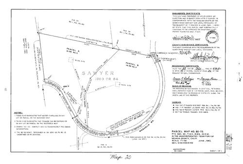 Click to see Parcel Map Book 16, pg. 20 (1982) of Nevada County Recorders Parcel Maps Book 16