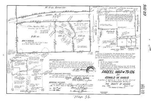 Click to see Parcel Map Book 16, pg. 23 (1982) of Nevada County Recorders Parcel Maps Book 16