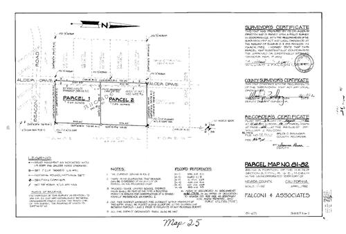 Click to see Parcel Map Book 16, pg. 25 (1982) of Nevada County Recorders Parcel Maps Book 16