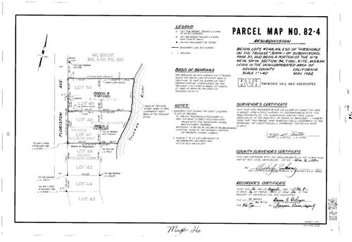Click to see Parcel Map Book 16, pg. 26 (1982) of Nevada County Recorders Parcel Maps Book 16