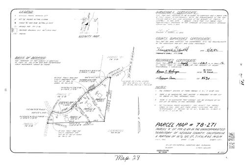Click to see Parcel Map Book 16, pg. 28 (1982) of Nevada County Recorders Parcel Maps Book 16