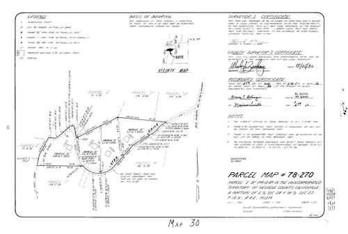Click to see Parcel Map Book 16, pg. 30 (1982) of Nevada County Recorders Parcel Maps Book 16