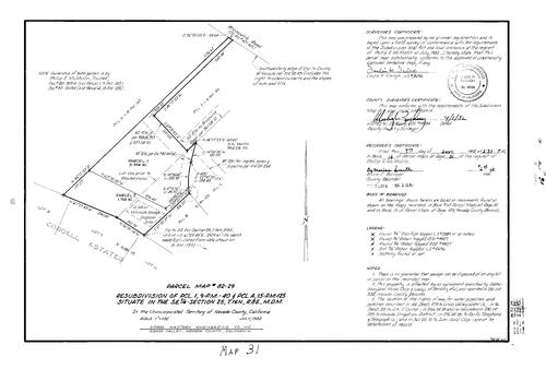 Click to see Parcel Map Book 16, pg. 31 (1982) of Nevada County Recorders Parcel Maps Book 16