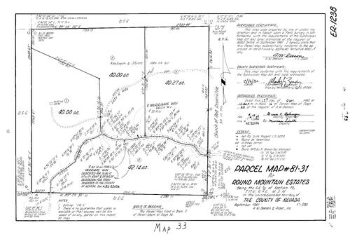 Click to see Parcel Map Book 16, pg. 33 (1982) of Nevada County Recorders Parcel Maps Book 16