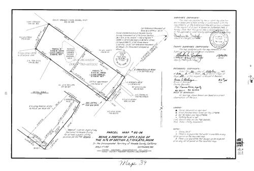 Click to see Parcel Map Book 16, pg. 39 (1982) of Nevada County Recorders Parcel Maps Book 16