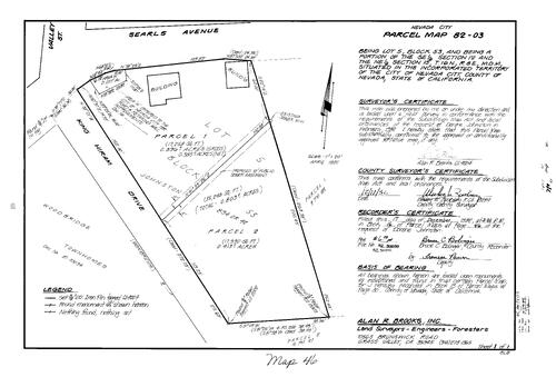 Click to see Parcel Map Book 16, pg. 46 (1982) of Nevada County Recorders Parcel Maps Book 16