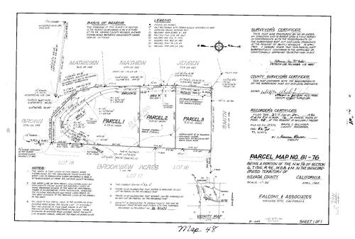 Click to see Parcel Map Book 16, pg. 48 (1982) of Nevada County Recorders Parcel Maps Book 16