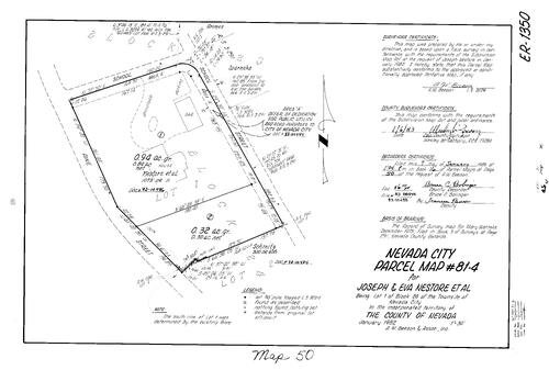 Click to see Parcel Map Book 16, pg. 50 (1983) of Nevada County Recorders Parcel Maps Book 16