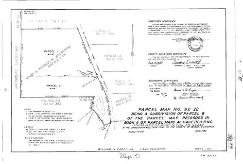 Click to see Parcel Map Book 16, pg. 51 (1983) of Nevada County Recorders Parcel Maps Book 16
