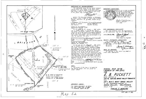 Click to see Parcel Map Book 16, pg. 52 (1983) of Nevada County Recorders Parcel Maps Book 16