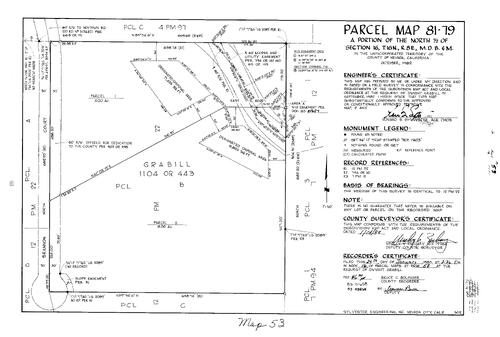 Click to see Parcel Map Book 16, pg. 53 (1983) of Nevada County Recorders Parcel Maps Book 16