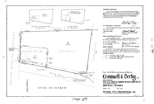 Click to see Parcel Map Book 16, pg. 54 (1983) of Nevada County Recorders Parcel Maps Book 16