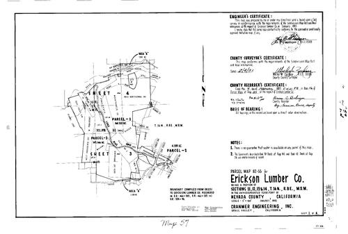 Click to see Parcel Map Book 16, pg. 57 (1983) of Nevada County Recorders Parcel Maps Book 16