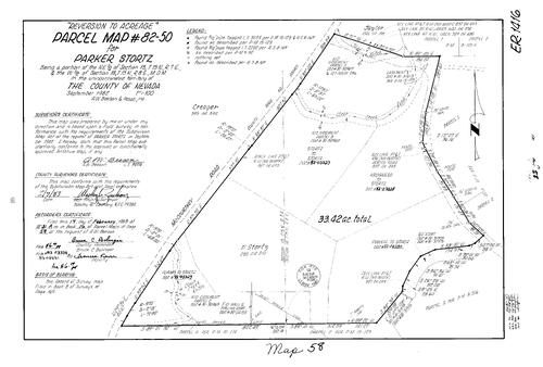 Click to see Parcel Map Book 16, pg. 58 (1983) of Nevada County Recorders Parcel Maps Book 16