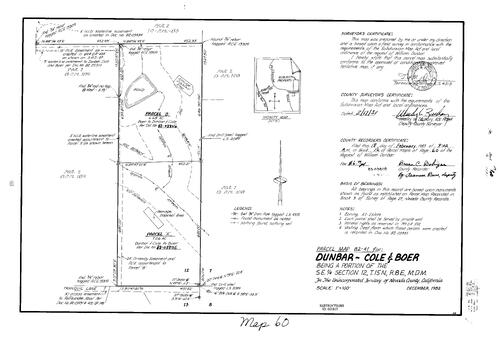 Click to see Parcel Map Book 16, pg. 60 (1983) of Nevada County Recorders Parcel Maps Book 16