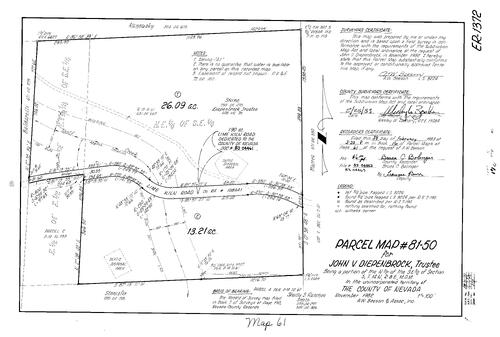 Click to see Parcel Map Book 16, pg. 61 (1983) of Nevada County Recorders Parcel Maps Book 16
