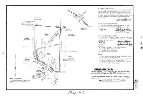 Click to see Parcel Map Book 16, pg. 62 (1983) of Nevada County Recorders Parcel Maps Book 16