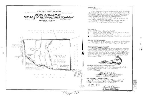 Click to see Parcel Map Book 16, pg. 70 (1983) of Nevada County Recorders Parcel Maps Book 16