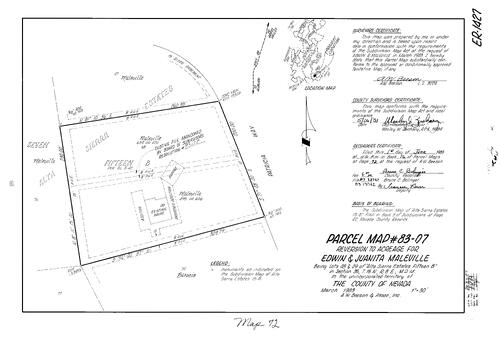 Click to see Parcel Map Book 16, pg. 72 (1983) of Nevada County Recorders Parcel Maps Book 16