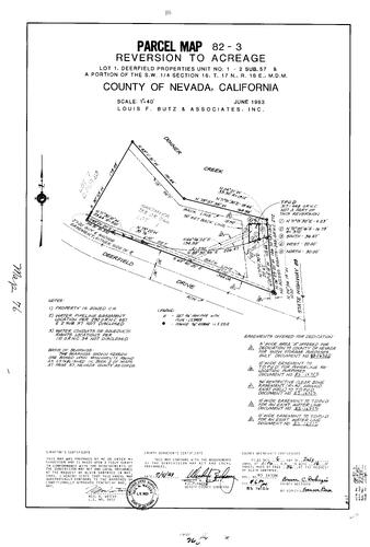 Click to see Parcel Map Book 16, pg. 76 (1983) of Nevada County Recorders Parcel Maps Book 16