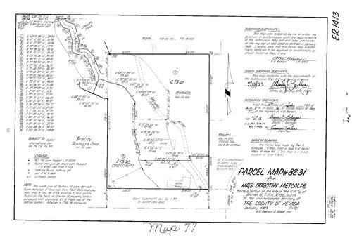 Click to see Parcel Map Book 16, pg. 77 (1983) of Nevada County Recorders Parcel Maps Book 16