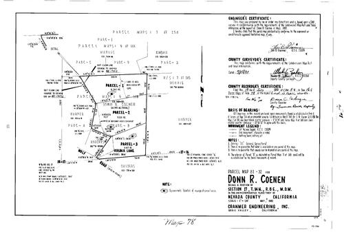 Click to see Parcel Map Book 16, pg. 78 (1983) of Nevada County Recorders Parcel Maps Book 16