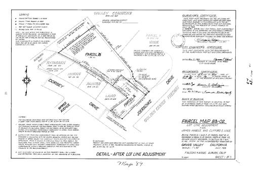 Click to see Parcel Map Book 16, pg. 89 (1983) of Nevada County Recorders Parcel Maps Book 16
