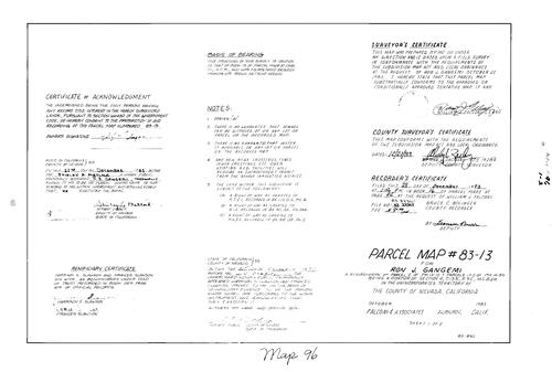 Click to see Parcel Map Book 16, pg. 96 (1983) of Nevada County Recorders Parcel Maps Book 16