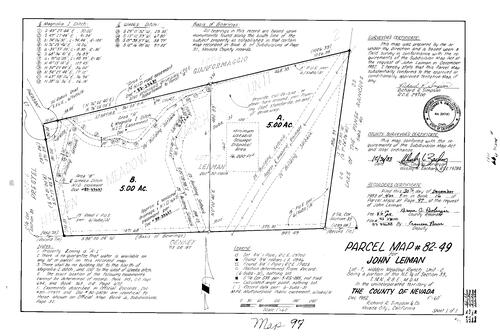 Click to see Parcel Map Book 16, pg. 97 (1983) of Nevada County Recorders Parcel Maps Book 16