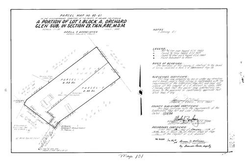 Click to see Parcel Map Book 16, pg. 101 (1984) of Nevada County Recorders Parcel Maps Book 16