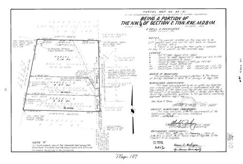 Click to see Parcel Map Book 16, pg. 107 (1984) of Nevada County Recorders Parcel Maps Book 16