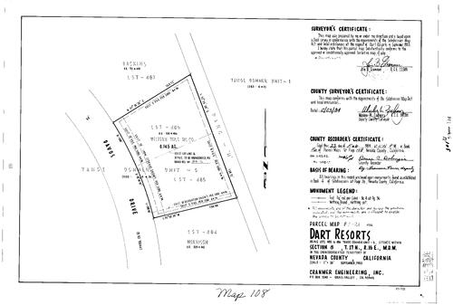Click to see Parcel Map Book 16, pg. 108 (1984) of Nevada County Recorders Parcel Maps Book 16