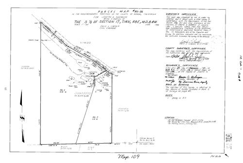 Click to see Parcel Map Book 16, pg. 109 (1984) of Nevada County Recorders Parcel Maps Book 16
