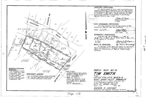 Click to see Parcel Map Book 16, pg. 113 (1984) of Nevada County Recorders Parcel Maps Book 16