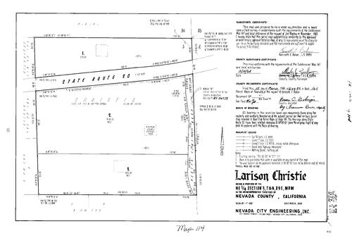 Click to see Parcel Map Book 16, pg. 114 (1984) of Nevada County Recorders Parcel Maps Book 16