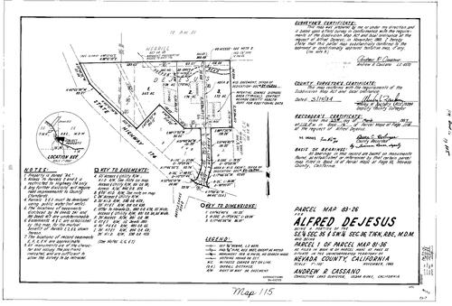 Click to see Parcel Map Book 16, pg. 115 (1984) of Nevada County Recorders Parcel Maps Book 16