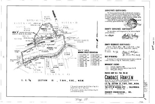 Click to see Parcel Map Book 16, pg. 119 (1984) of Nevada County Recorders Parcel Maps Book 16