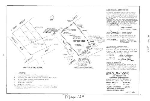 Click to see Parcel Map Book 16, pg. 124 (1984) of Nevada County Recorders Parcel Maps Book 16