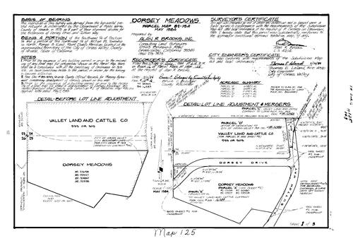 Click to see Parcel Map Book 16, pg. 125 (1984) of Nevada County Recorders Parcel Maps Book 16