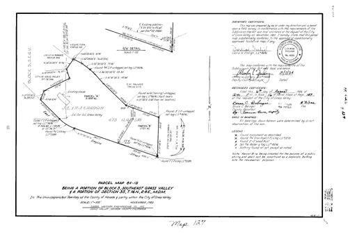 Click to see Parcel Map Book 16, pg. 127 (1984) of Nevada County Recorders Parcel Maps Book 16