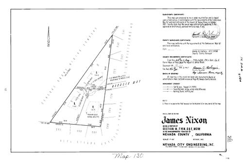 Click to see Parcel Map Book 16, pg. 130 (1984) of Nevada County Recorders Parcel Maps Book 16