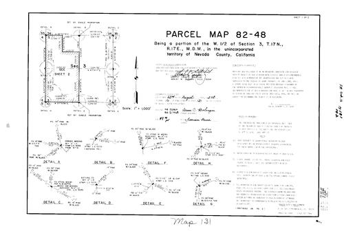 Click to see Parcel Map Book 16, pg. 131 (1984) of Nevada County Recorders Parcel Maps Book 16
