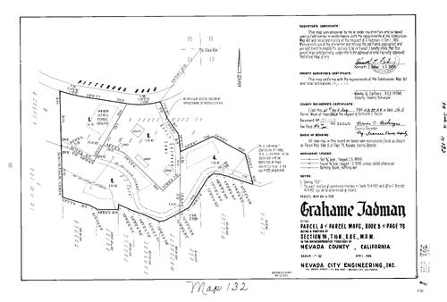 Click to see Parcel Map Book 16, pg. 132 (1984) of Nevada County Recorders Parcel Maps Book 16