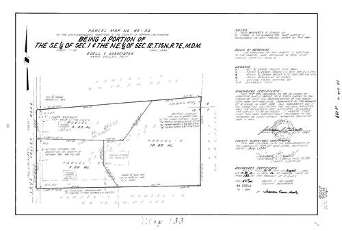 Click to see Parcel Map Book 16, pg. 133 (1984) of Nevada County Recorders Parcel Maps Book 16