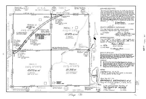 Click to see Parcel Map Book 16, pg. 136 (1984) of Nevada County Recorders Parcel Maps Book 16