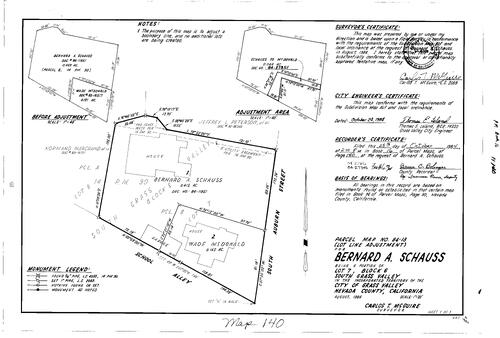 Click to see Parcel Map Book 16, pg. 140 (1984) of Nevada County Recorders Parcel Maps Book 16